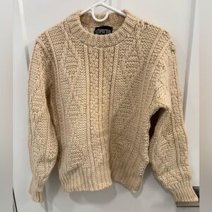 Vintage 100% Virgin Wool Forum Sportswear Cable Hand Knit Sweater Size Large